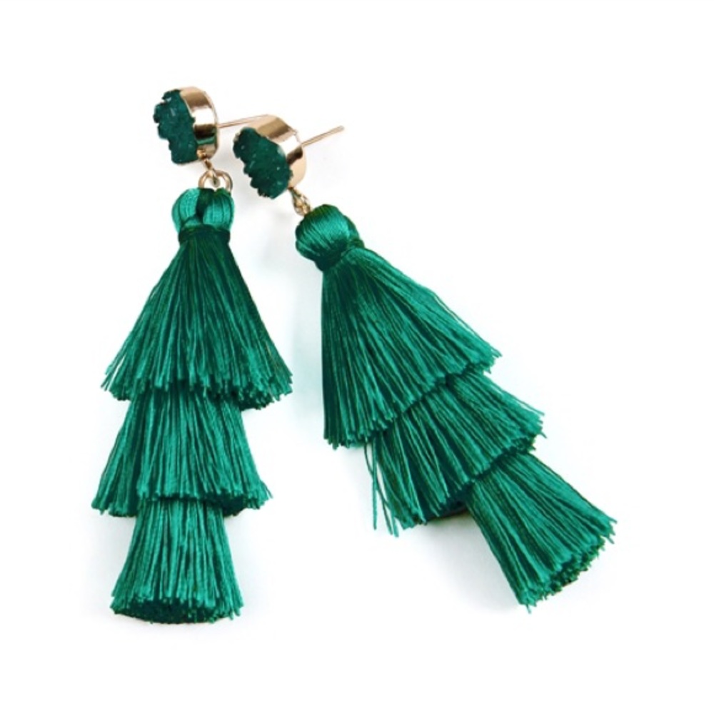 Green Tassel Earrings